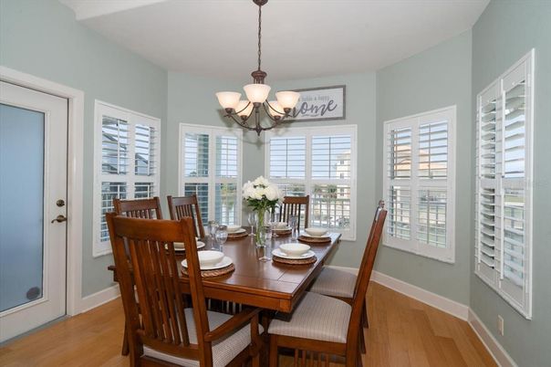 Chandelier, Dining room, Interior, Wood Texture Flooring