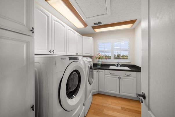 Interior, Washer, Wood Texture Flooring