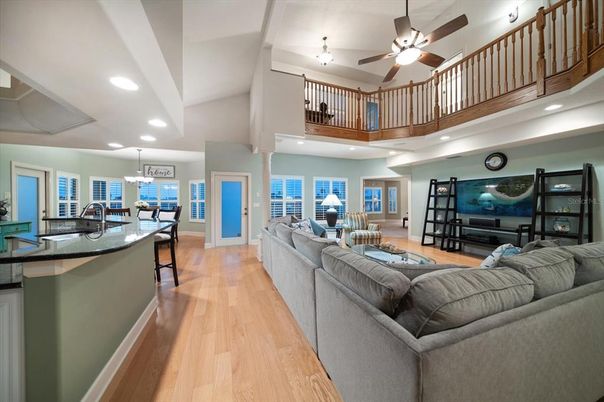 Chandelier, Dining room, Interior, Living room, Recessed Lighting, Wood Texture Flooring