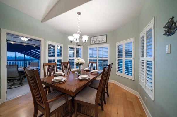 Chandelier, Dining room, Interior, Wood Texture Flooring
