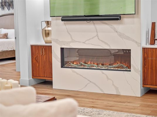 Fireplace, Interior, Wood Texture Flooring