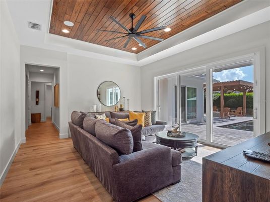 Interior, Living room, Recessed Lighting, Wooden Ceilings, Wood Texture Flooring