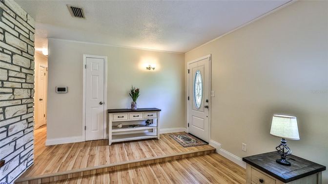 Interior, Stone Walls, Wood Texture Flooring