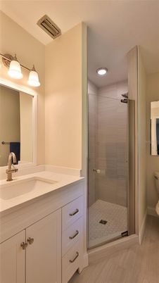 Bathroom, Glass Shower, Interior, Recessed Lighting