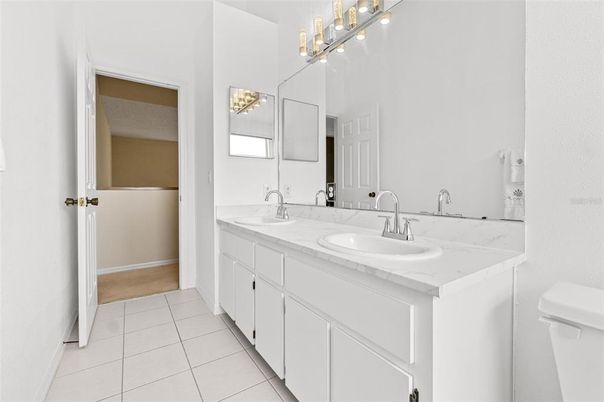 Bathroom, Dual Sink Vanities, Interior, Tile Countertops