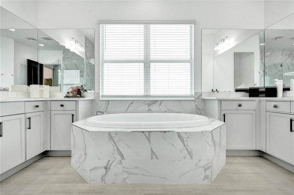 Bathroom, Dual Sink Vanities, Interior, Marble Walls