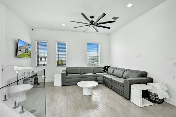 Interior, Living room, Recessed Lighting, Wood Texture Flooring