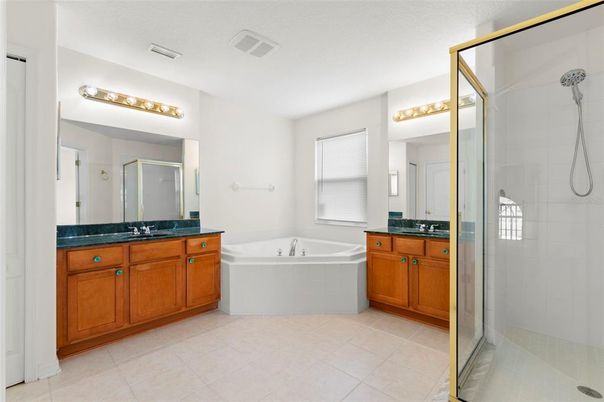 Bathroom, Dual Sink Vanities, Glass Shower, Interior