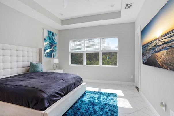 Bedroom, Interior, Marble, Recessed Lighting
