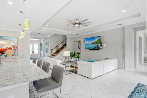 Interior, Living room, Marble, Pendant Lights, Recessed Lighting
