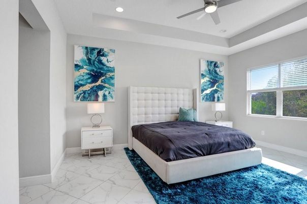 Bedroom, Interior, Marble, Recessed Lighting