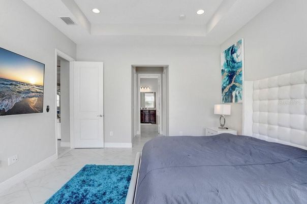 Bedroom, Interior, Marble, Recessed Lighting