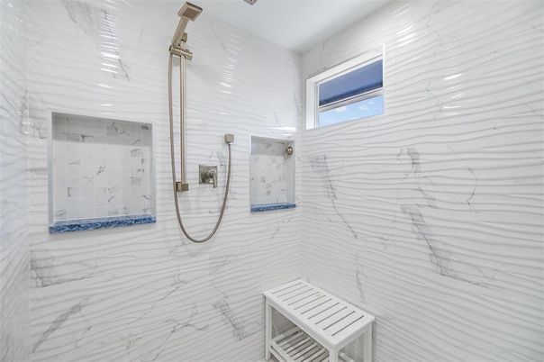 Bathroom, Glass Shower, Interior, Marble Walls