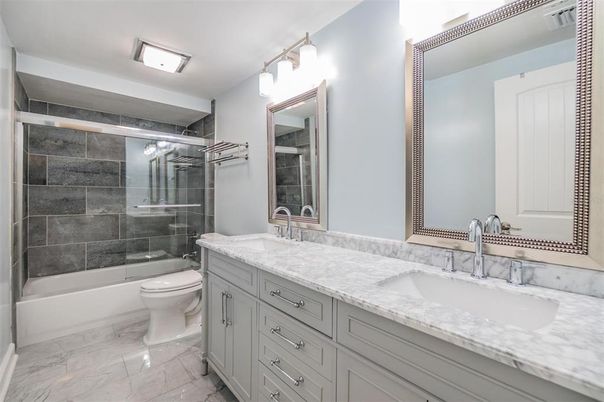 Bathroom, Dual Sink Vanities, Glass Shower, Interior