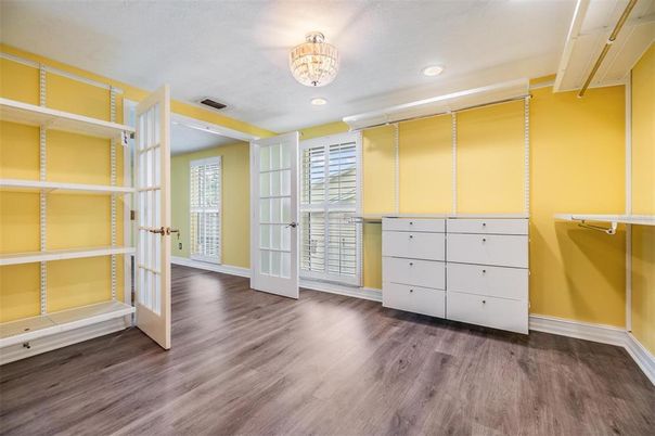 Chandelier, Interior, Recessed Lighting, Walk-in Closets, Wood Texture Flooring