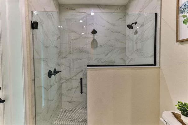 Bathroom, Glass Shower, Interior, Marble Walls
