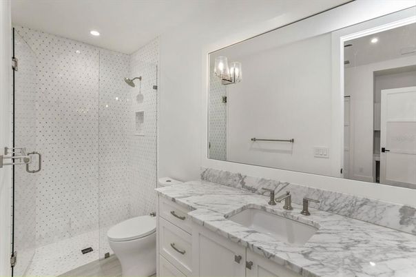 Bathroom, Glass Shower, Interior, Recessed Lighting
