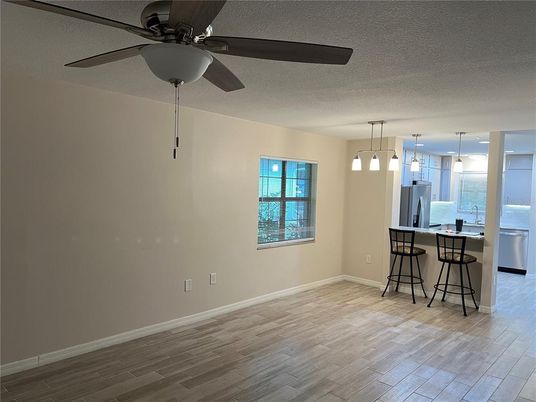 Interior, Kitchen, Pendant Lights, Water, Wood Texture Flooring