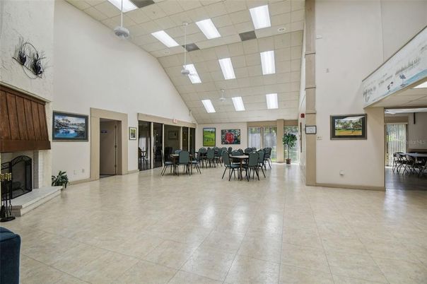 Dining room, Fireplace, Interior, Recessed Lighting
