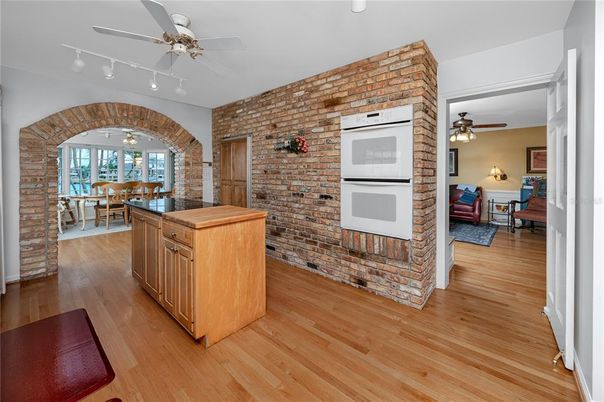 Dining room, Interior, Stone Walls, Wood Texture Flooring