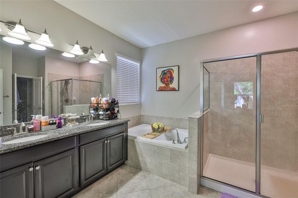Bathroom, Dual Sink Vanities, Glass Shower, Interior, Recessed Lighting