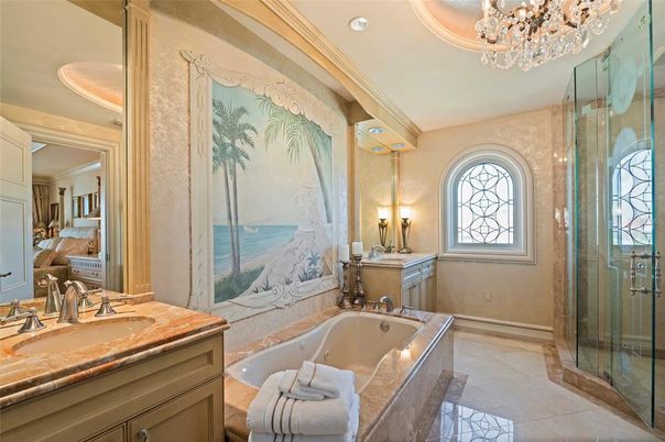 Bathroom, Dual Sink Vanities, Glass Shower, Interior, Recessed Lighting