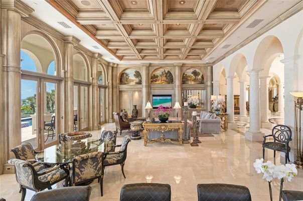 Dining room, Fireplace, Interior, Living room, Recessed Lighting