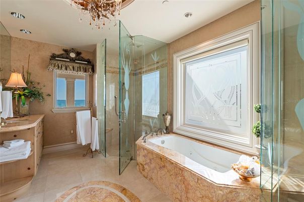 Bathroom, Glass Shower, Interior, Recessed Lighting