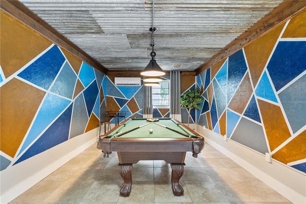 Billiard Table, Game Room, Interior, Pendant Lights
