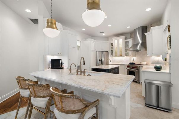 Interior, Kitchen, Pendant Lights, Recessed Lighting, Stainless Steel Appliances