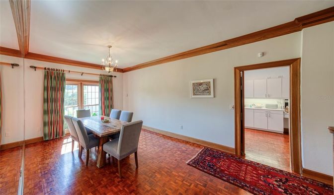 Chandelier, Dining room, Interior, Wood Texture Flooring