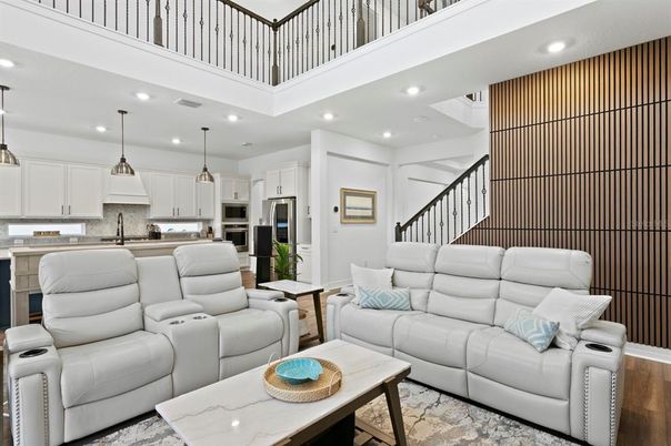 Interior, Kitchen, Living room, Pendant Lights, Recessed Lighting, Wood Texture Flooring