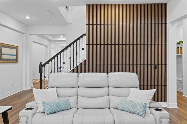 Interior, Living room, Recessed Lighting, Wood Texture Flooring