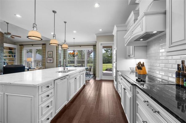Interior, Kitchen, Pendant Lights, Recessed Lighting, Wood Texture Flooring
