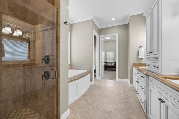Bathroom, Glass Shower, Interior, Recessed Lighting