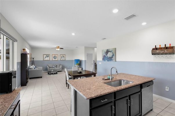 Dining room, Interior, Kitchen, Living room, Recessed Lighting
