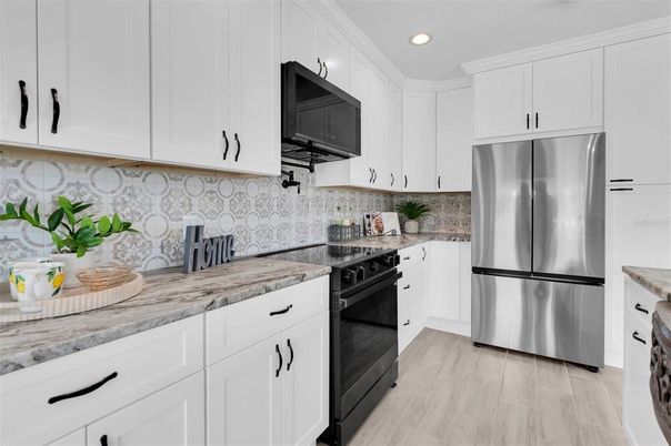 Interior, Kitchen, Recessed Lighting, Wood Texture Flooring
