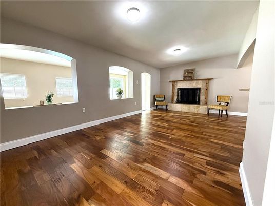 Empty room, Fireplace, Interior, Wood Texture Flooring