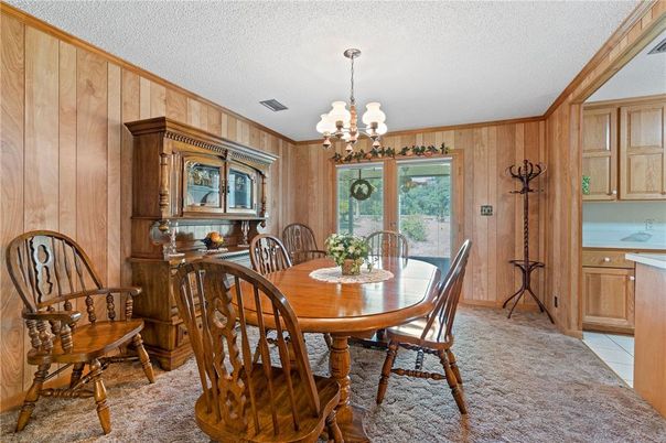 Chandelier, Dining room, Interior, Wooden Walls