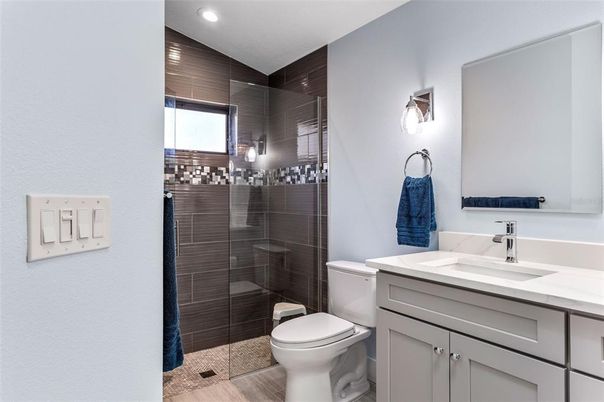 Bathroom, Glass Shower, Interior, Recessed Lighting