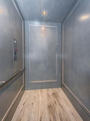 Elevator, Interior, Recessed Lighting, Wood Texture Flooring