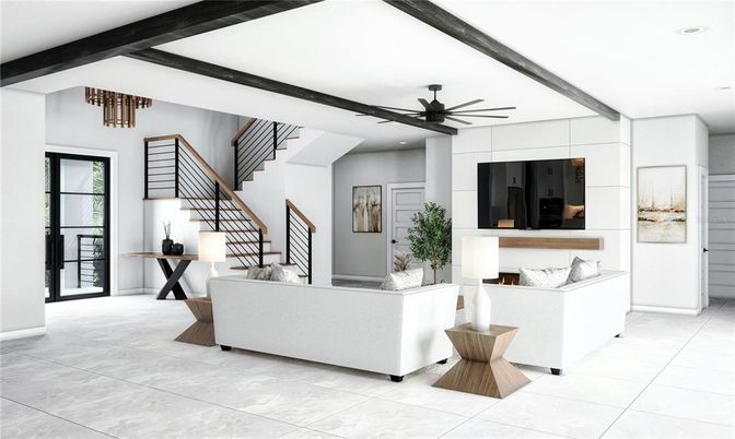 Fireplace, Interior, Living room, Recessed Lighting