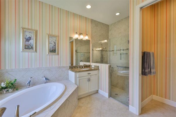 Bathroom, Dual Sink Vanities, Glass Shower, Interior, Recessed Lighting