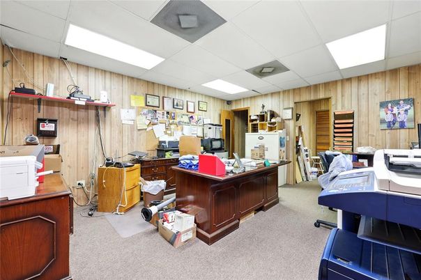 Home Office, Interior, Recessed Lighting, Wooden Walls