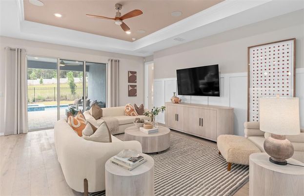 Interior, Living room, Recessed Lighting, Wood Texture Flooring