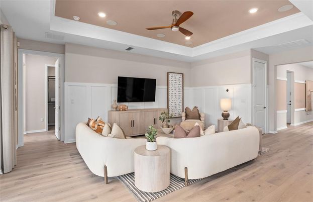 Interior, Living room, Recessed Lighting, Wood Texture Flooring