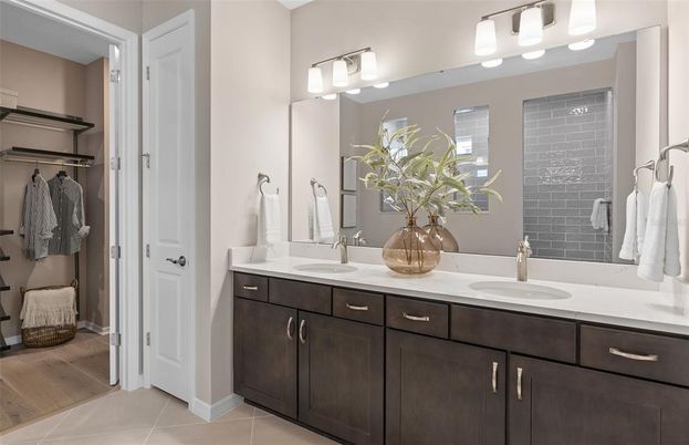 Bathroom, Dual Sink Vanities, Interior, Wood Texture Flooring
