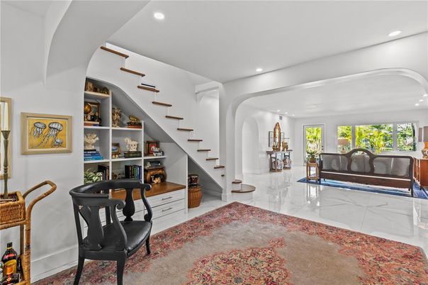 Home Office, Interior, Marble, Recessed Lighting