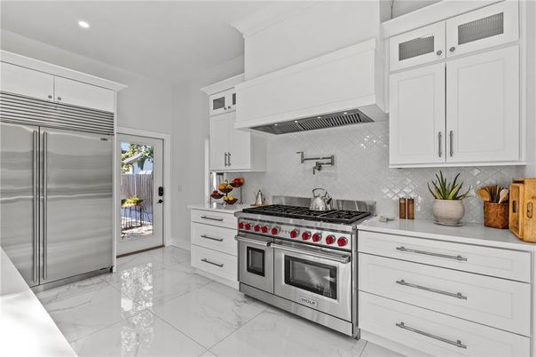 Interior, Kitchen, Marble, Recessed Lighting, Stainless Steel Appliances