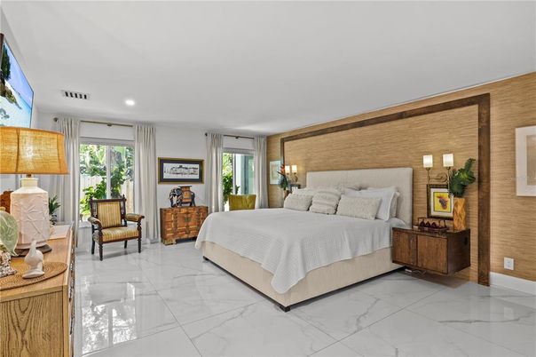 Bedroom, Interior, Marble, Recessed Lighting, Wooden Walls